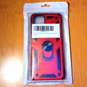 NEW Samsung Galaxy A12 Hard Case attached Ring Holder, Red with Black Accent